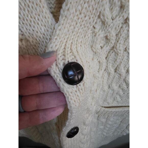 Vintage Carraig Donn Cream Cable Wool Knit Cardigan Size L - Picture 4 of 4